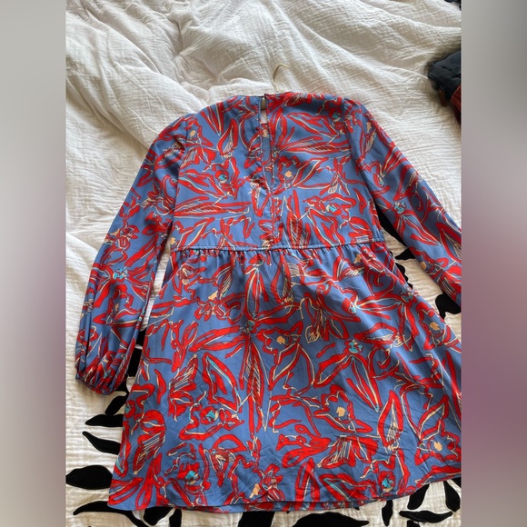 DVF Diane von Furstenberg long sleeve keyhole back drawstring dress - Picture 3 of 6